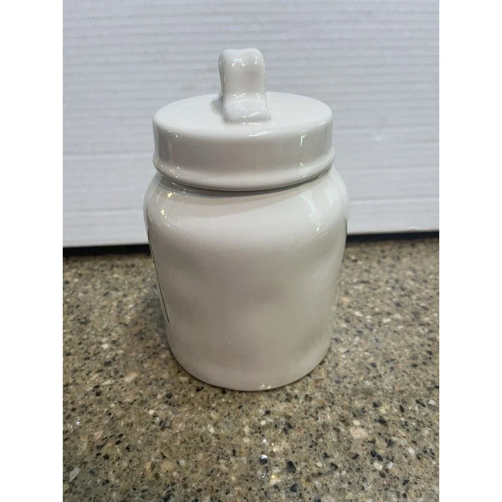 Rae Dunn Artisan Collection by Magenta White Ceramic Tea Canister With Lid